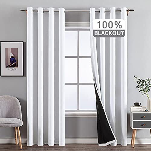 2 Panels Noise Reducing 100% Blackout Grommet-Top Window Curtains/Drapes Set 